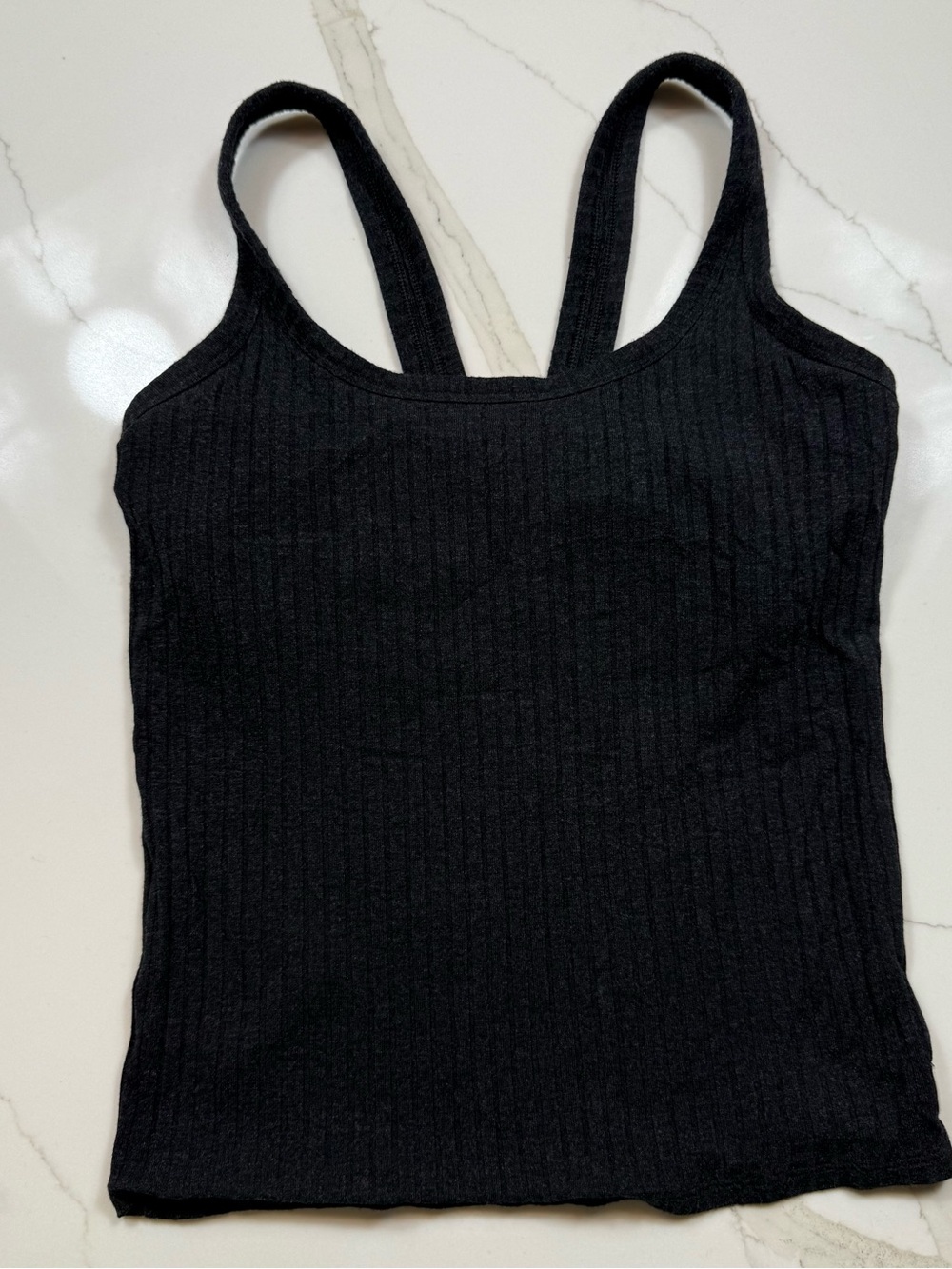 Vuori Black Heather Ribbed Tank Top